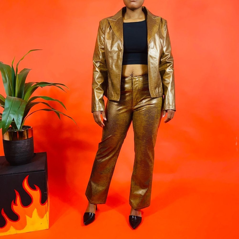 Bronze Snakeskin 2pc set | Blazer and Pants